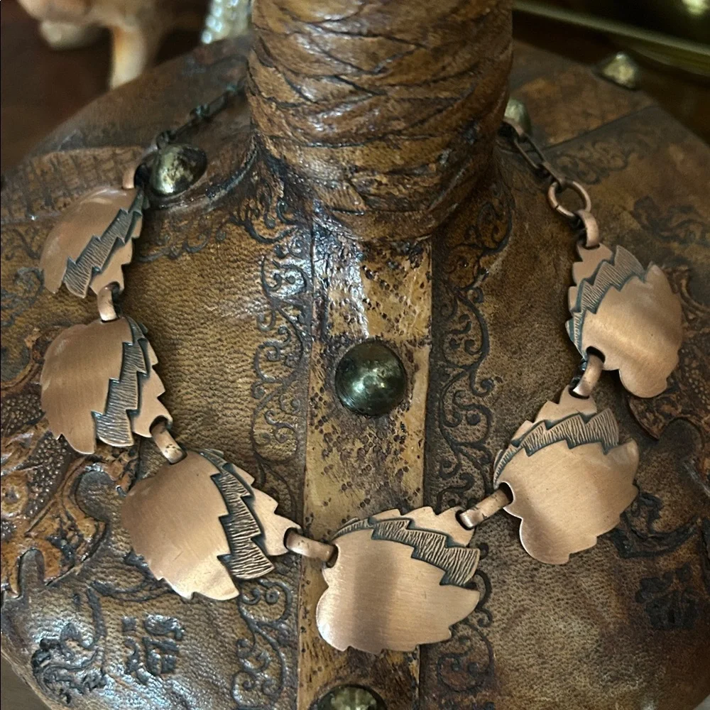 Vintage Copper Leaf Choker Necklace